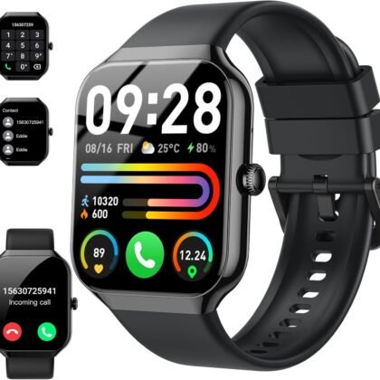 Smart Watch, 2025 New Smartwatch for Men Women with Bluetooth Call, 1.96" Fitness Watch with 110+ Sport Modes/Heart Rate/Sleep Monitor/Pedometer, IP68 Waterproof Fitness Tracker for Android iOS, Black