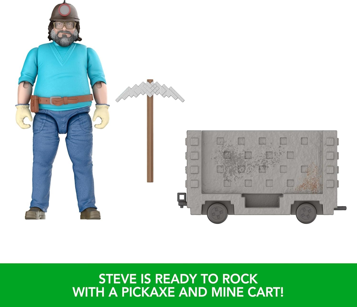 Mattel Minecraft Action Figure Set, Explosive Minecart Escape with 4-inch Steve & Mining Accessories, Toy Collectible Inspired by The Movie - Image 3