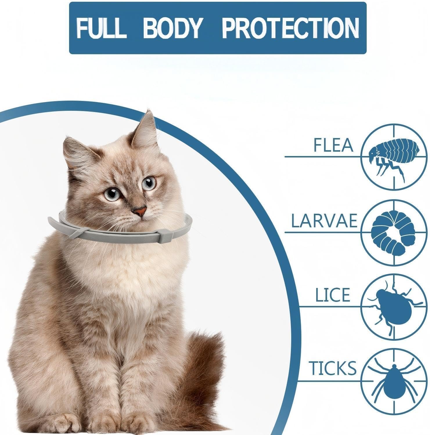 Flea and Tick Collar for Cats, 2 Pack Flea Collar for Cats, Offers 12 Months Protection, Waterproof, Adjustable, One Size Fits All Cat - Image 2