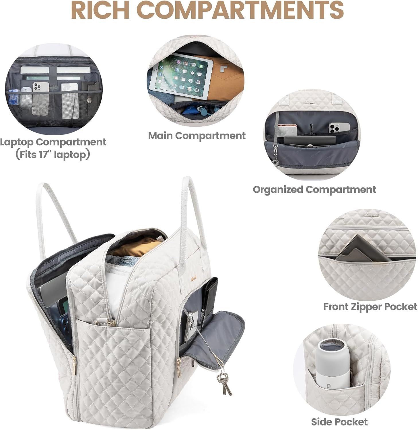 LOVEVOOK Travel Duffle Bag - Women's Weekender Carry On Overnight Laptop & Gym Bag With Toiletry/Shoe Pocket, Hospital Labor Bag - Image 2