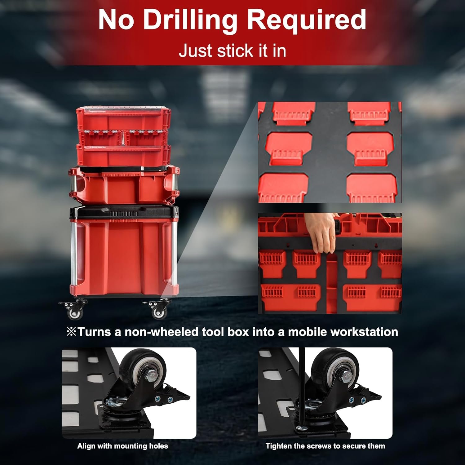 Upgraded Tool Box Dolly Compatible with Milwaukee Packout Carts Milwaukee Packout wheels equipped with locking wheels load capacity up to 200 pounds. - Image 6