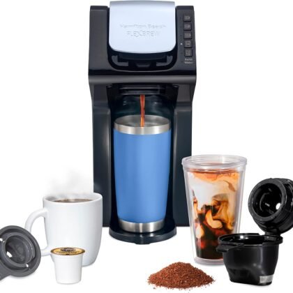Hamilton Beach Gen 4 FlexBrew Single-Serve Hot & Iced Coffee Maker with Removable Reservoir, Compatible with Pod Packs and Grounds, 50 oz, 4 Fast Brewing Options, Black