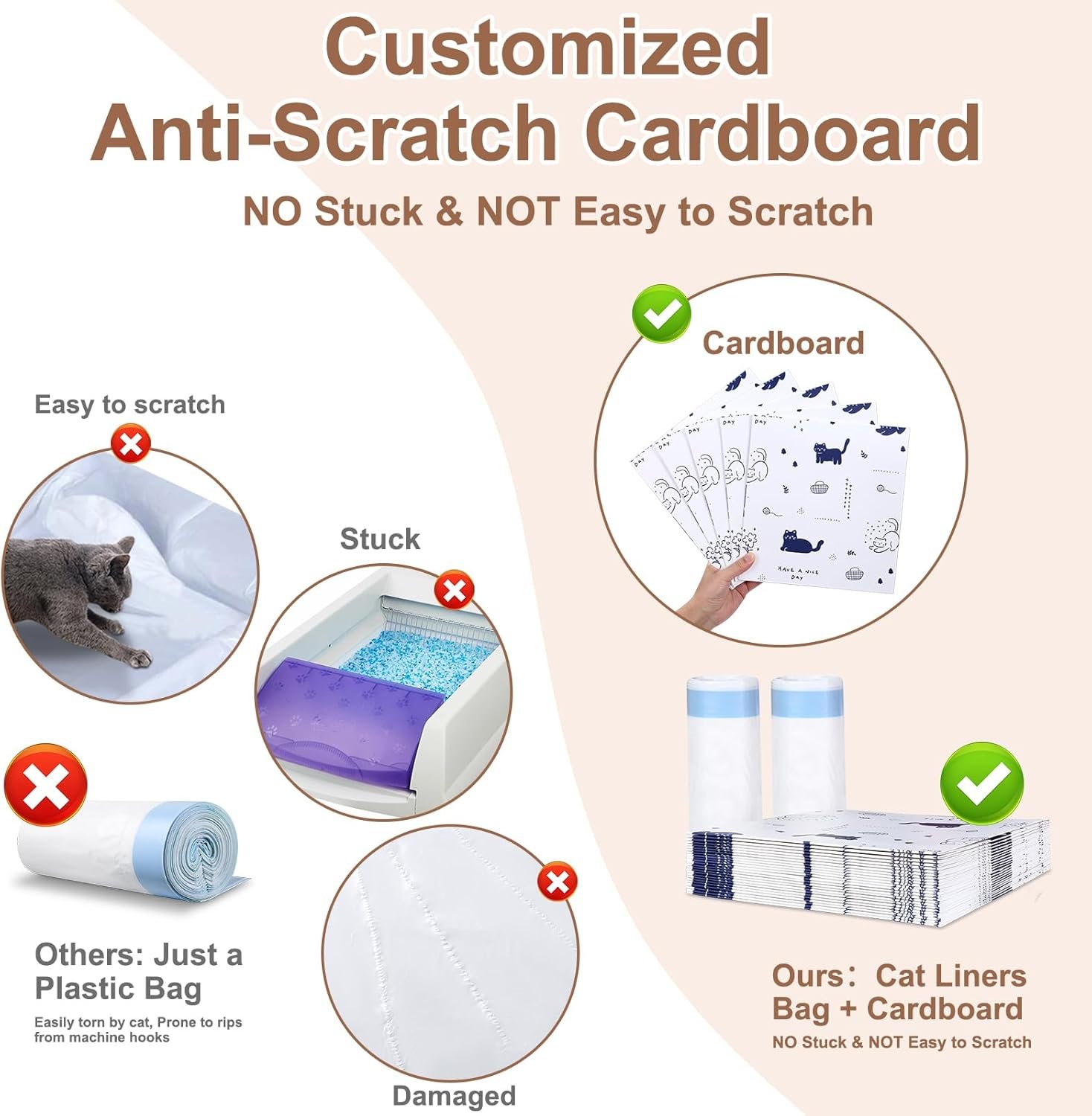 24 Pack Litter Box Liners Compatible with Safe Pets Scoopfree Cat Litter Box Tray Refill, Large Cat Waste Poop Bags with Anti-scratch Cardboard and Drawstring Heavy Tear-resistant- 37" x 16" - Image 4