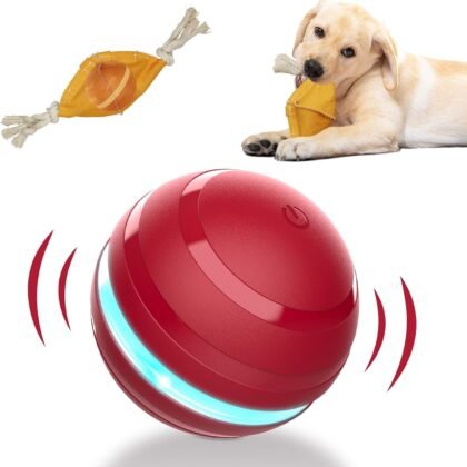 BENTOPAL Interactive Dog Balls with Motion Activated, Wicked Ball Squeaky Dog Toy Oxford Bag Keep Dogs Busy (Red Ball)