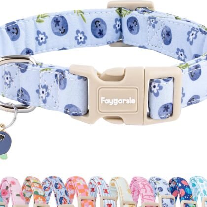 Faygarsle Blueberry Pattern Dog Collar for for Summer Small Medium Large Dogs Light Blue L