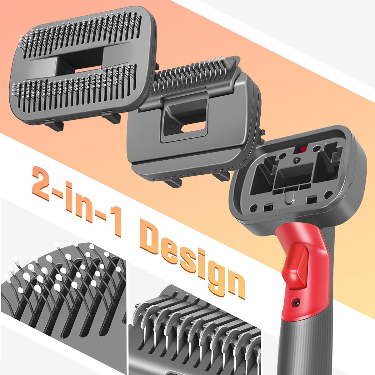 FUNTECK 2-in-1 Dog Hair Vacuum Brush for Grooming & Shedding Compatible with Dyson Gen5, V15, V12, V11, V10, V8, V7 – Removes Loose Hair, Dander, Undercoat & Tangles – Self-Cleaning Design - Image 3