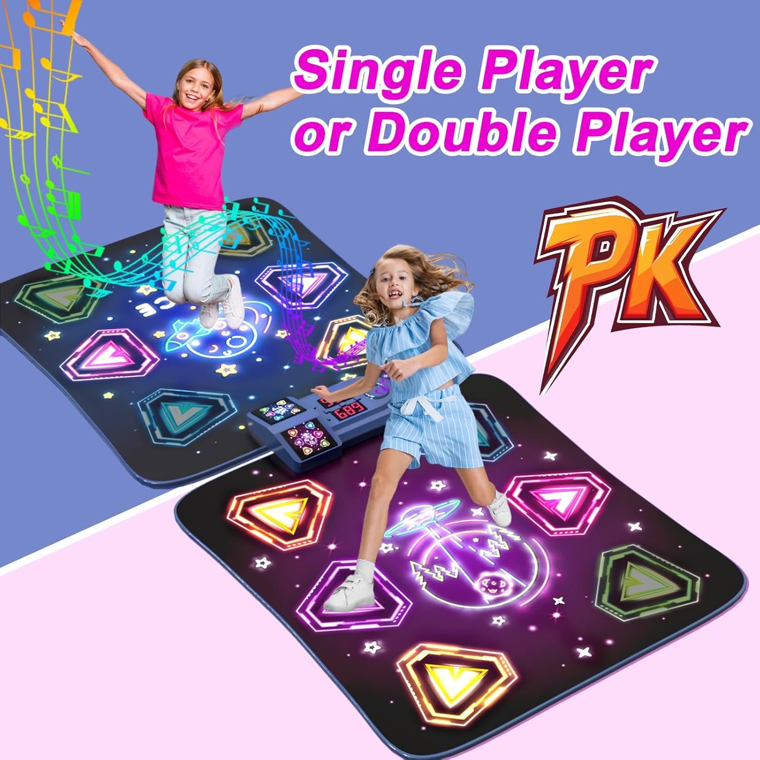 Dance Mat Toys for 3-12 Year Old Girls Boy, 2 Players Dance Mat with Light-up 12 Buttons & 5 Games Mode,Kids Dance Game Toy for Girl, Xmas Birthday Gifts for 3 4 5 6 7 8 9 10+ Year Old Girls Boys - Image 3