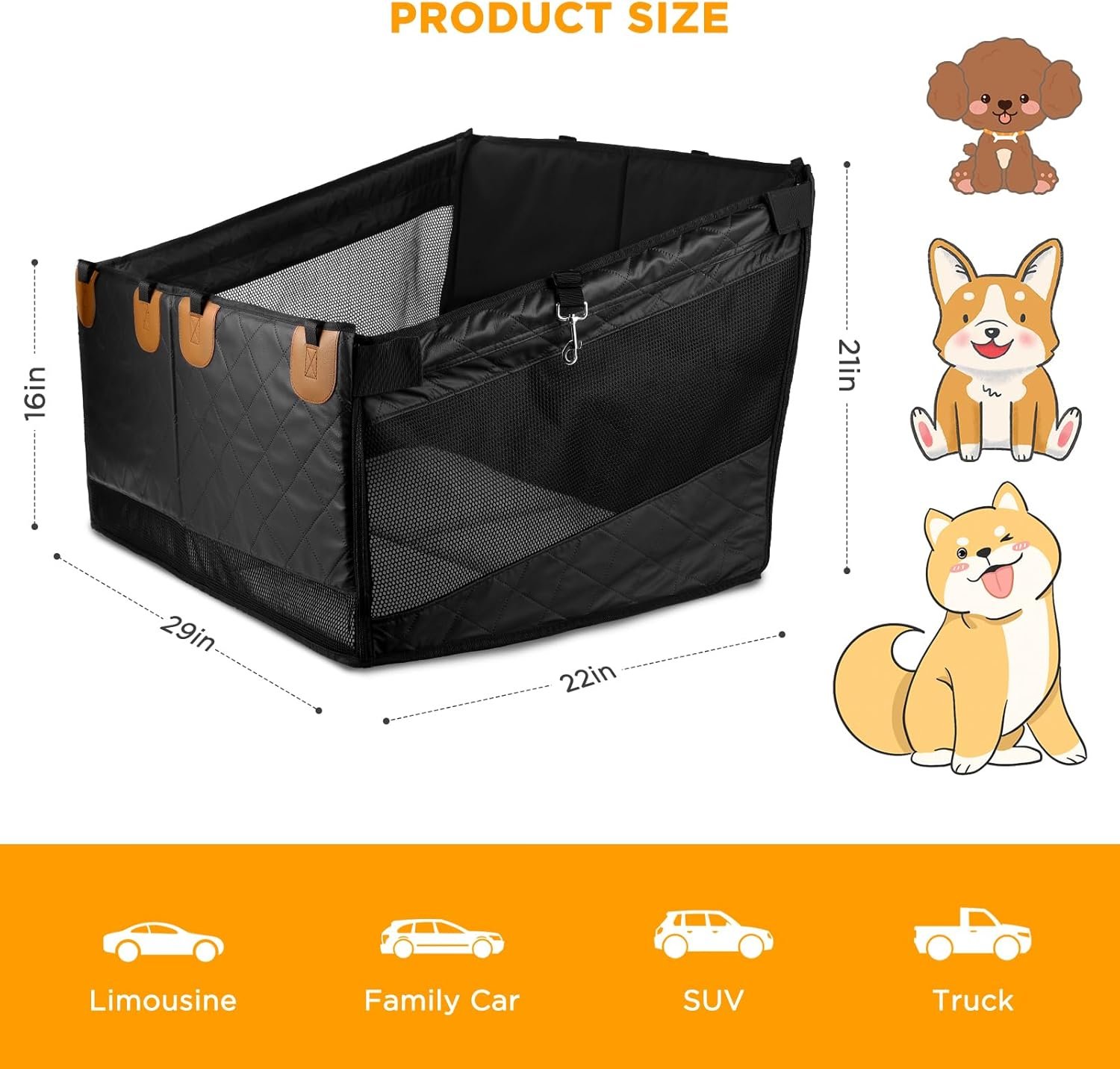 Back Seat Extender for Dogs,Hard Bottom Dog Car Seat Cover for Back Seat Holds 400lbs,Waterproof Anti-Scratch PU Leather Backseat Extender for Dogs,Dog Hammock for Car SUV Truck - Image 8