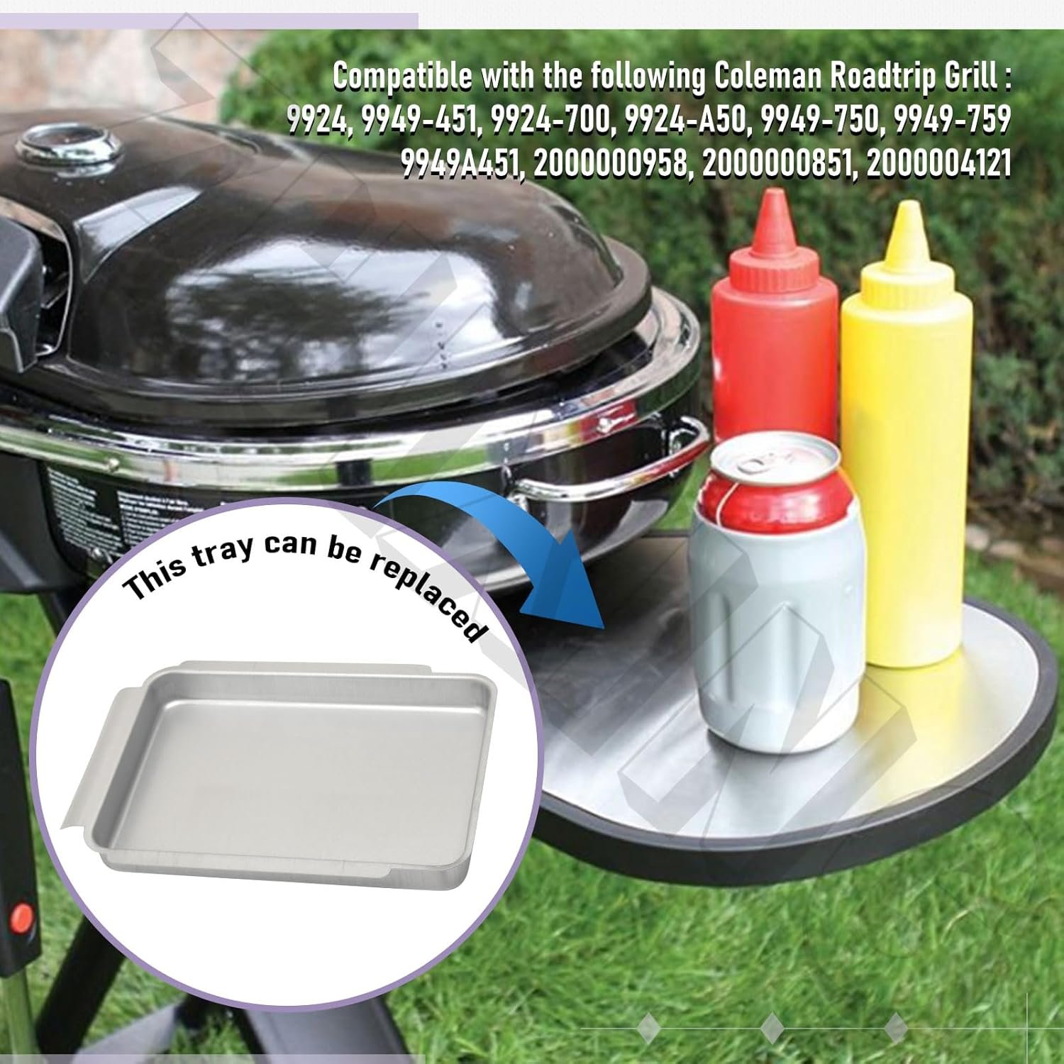 5010000747 Grease Drip Tray/Pan Compatible with Coleman Roadtrip 9949 Series Grills, 924, 9949-750, 9949-759, 9949-451, 9924-700, 9924-A50, 2000000958, 2000000851, 9949A451 and 2000004121 - Image 5