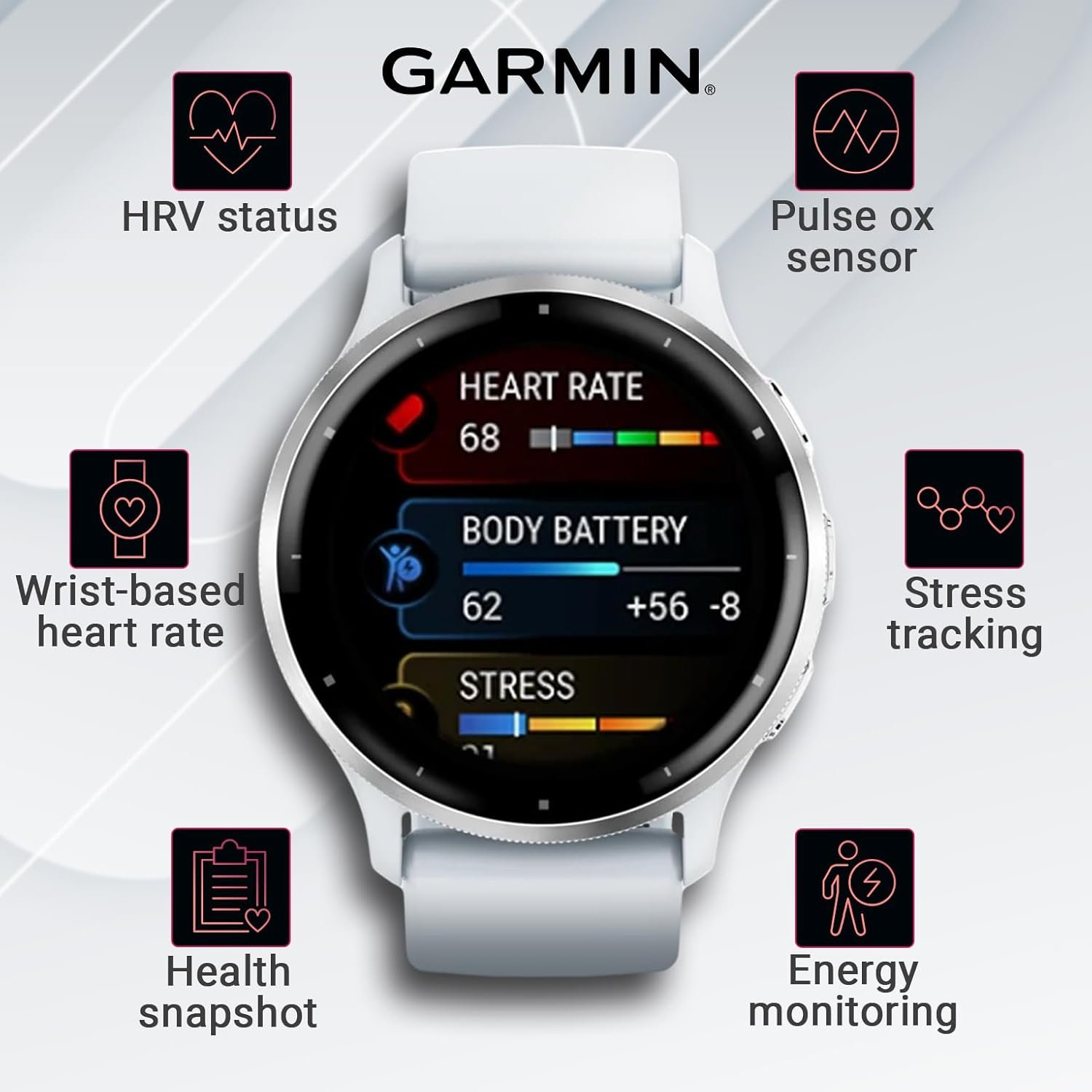 Wearable4U - Garmin Venu 3 GPS Smartwatch AMOLED Display 45 mm Watch, Advanced Health and Fitness Features, Up to 14 Days of Battery, Whitestone with Black Earbuds Bundle - Image 5