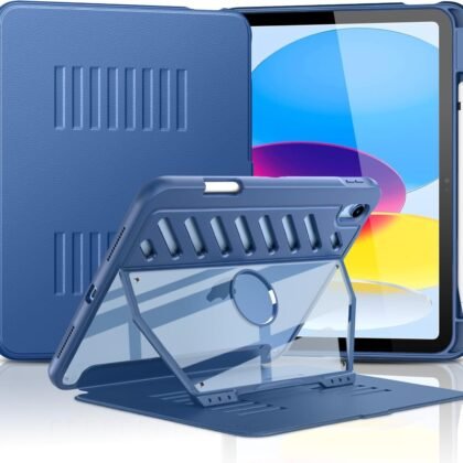 MoKo Case for iPad (A16) 11th Generation 11-inch 2025/iPad 10th Generation 10.9-inch 2022 with Pencil Holder, [10 Strong Magnetic Viewing Angle] Fully-Body Rugged Heavy Duty Protective Case, Navy Blue