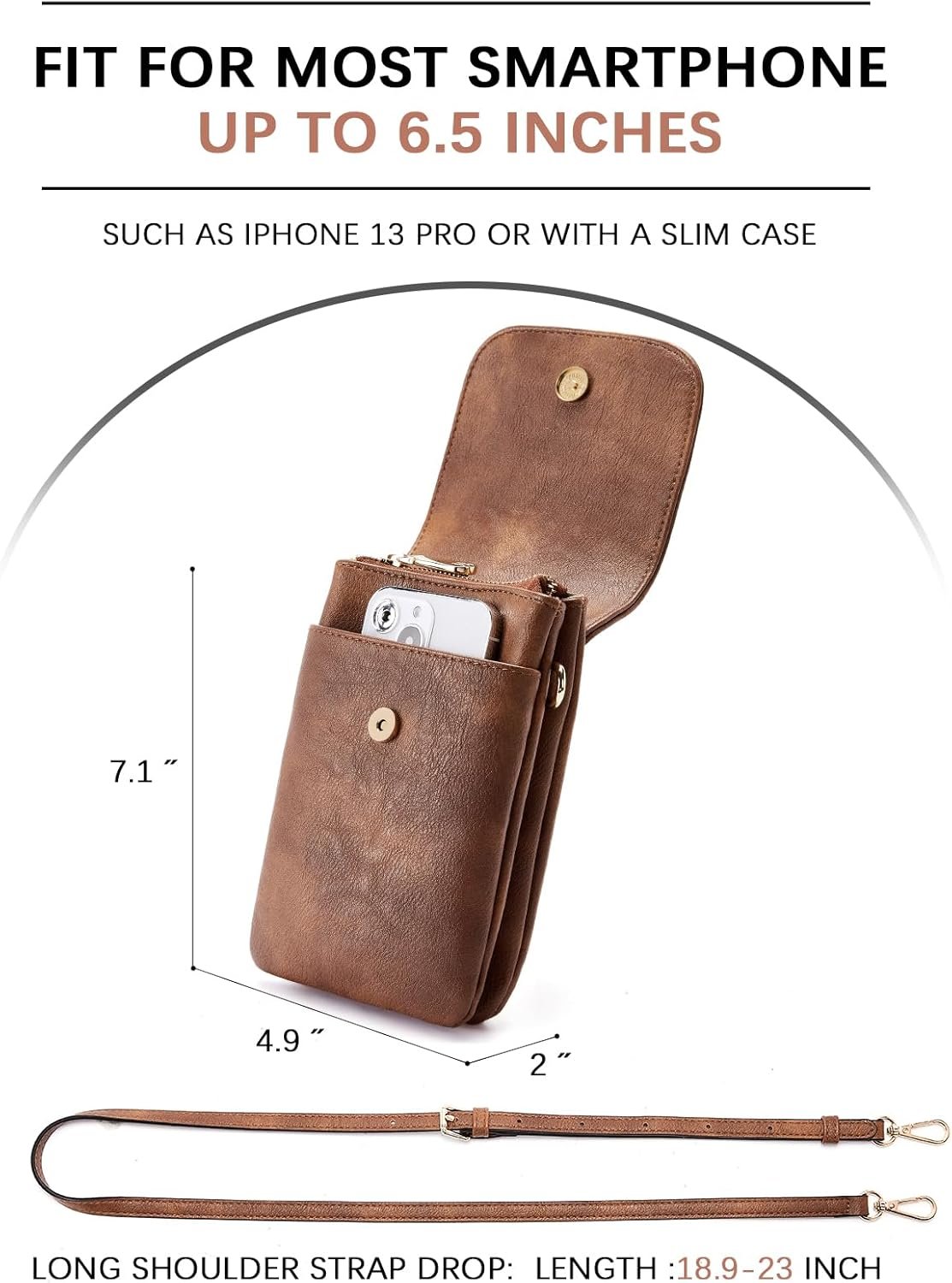 BOSTANTEN Vegan Leather Small Crossbody Bags for Women Designer Cell Phone Bag Wallet Purses Adjustable Strap - Image 5