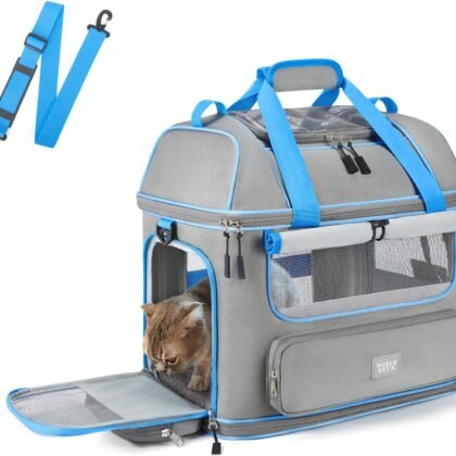 Expandable Cat Dog Carrier: NOBLE DUCK Soft-Sided Pet Carrier Airline Approved Large Small Medium Collapsible Portable Travel Up to 25 Lbs Grey
