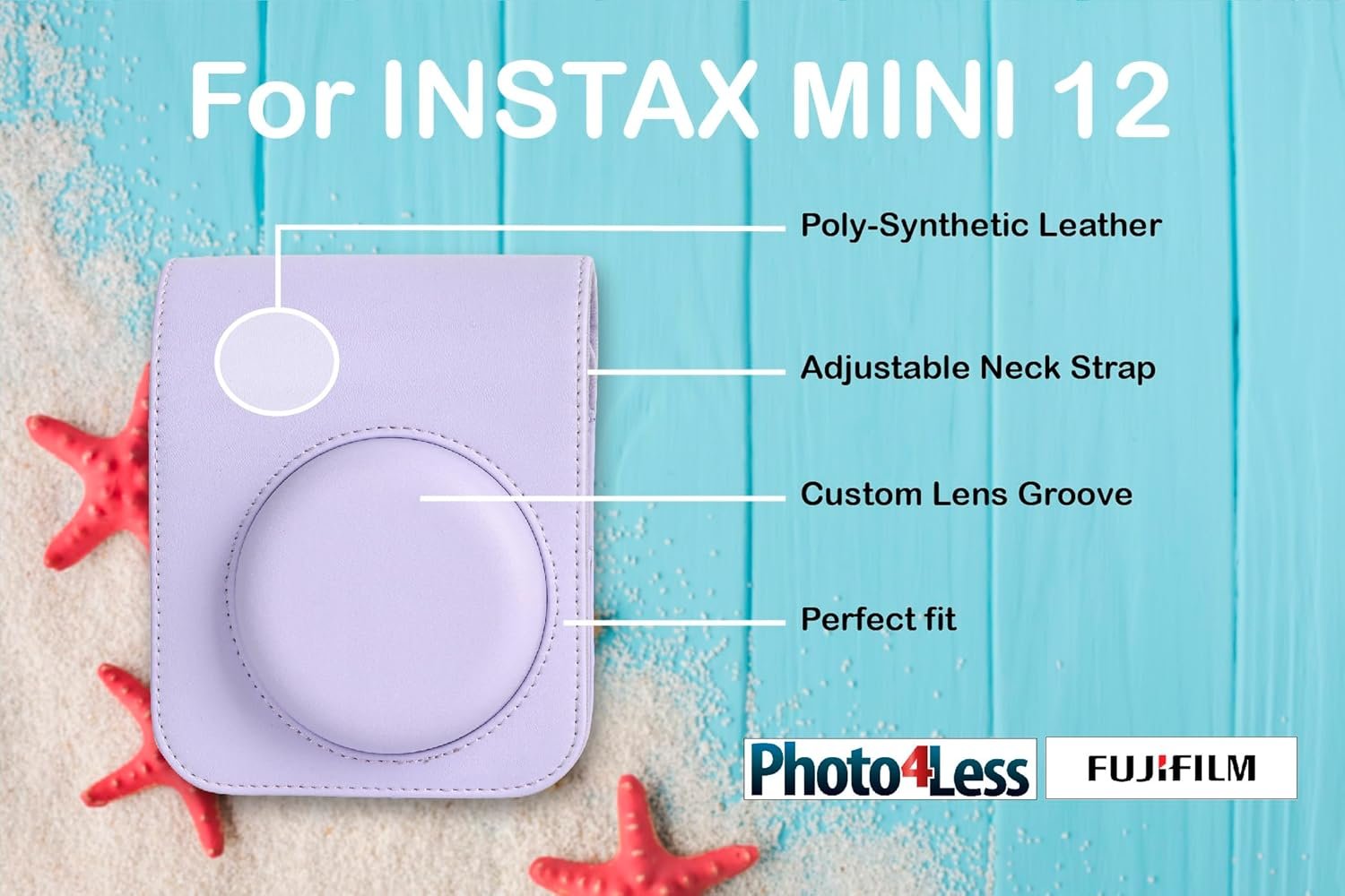 FUJIFILM INSTAX MINI 12 Instant Film Camera (Lilac Purple) Bundle with Fuji Instax Instant Film Single Pack, 10 Prints | Protective Case Purple | Photo Album Purple | Travel Stickers (6 Items) - Image 4