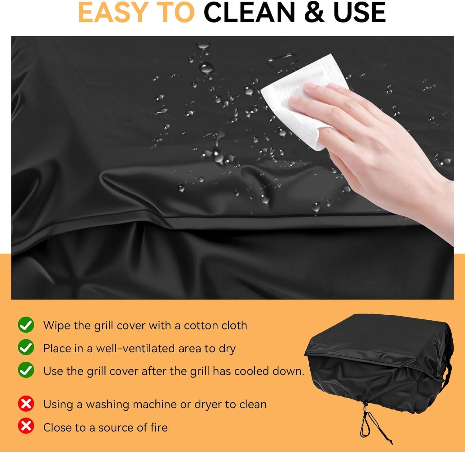 Griddle Cover for Blackstone 22in Tabletop Griddle with Hood & Captiva Designs 22 in Flat Top Grill - BBQ Gas Grill Cover Tabletop Griddle Cover for Outdoor Grill, Waterproof, Anti-UV, Black - Image 6