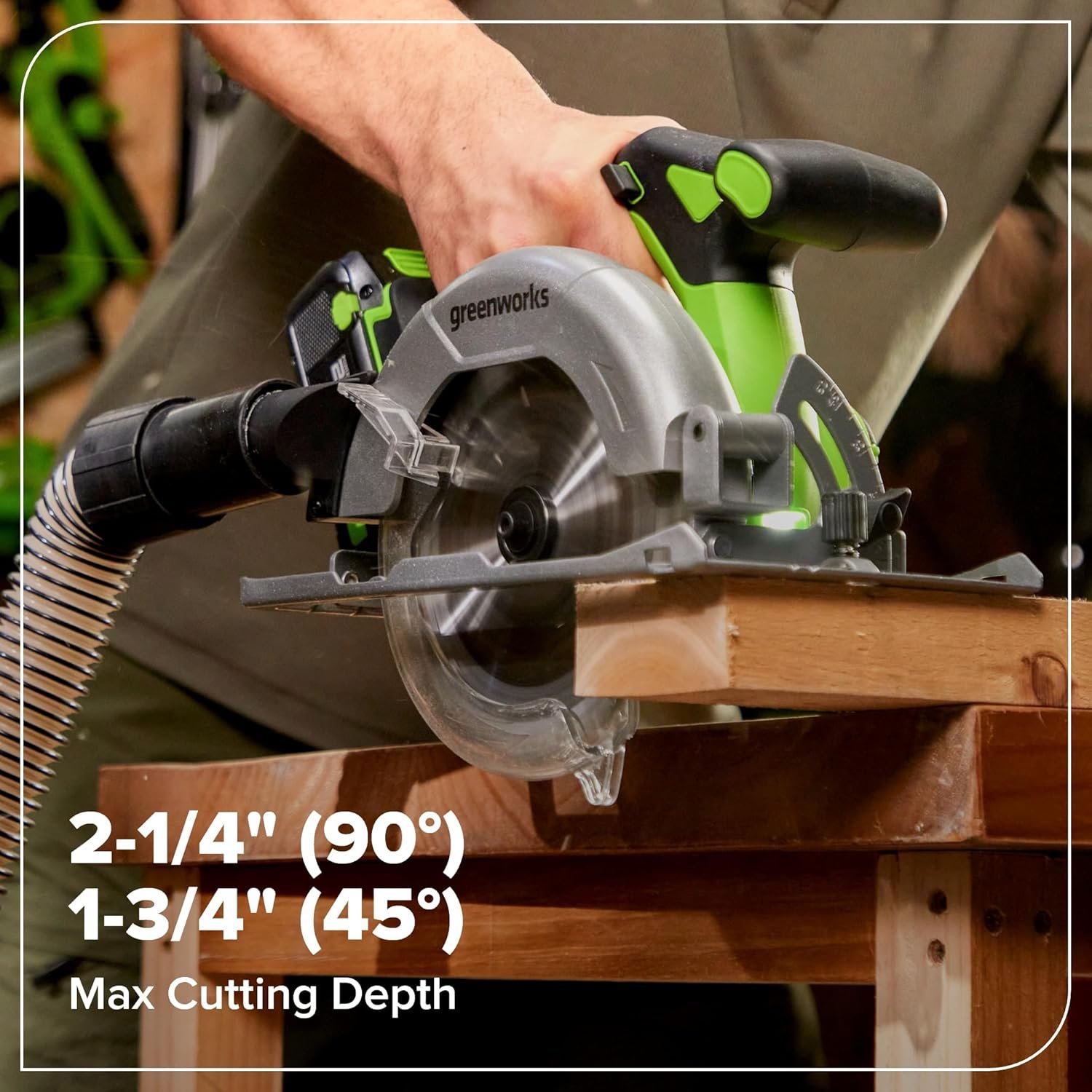 GREENWORKS 24V (4-TOOL) Combo (1/2” Drill + 1/4” Impact Driver + 6.5” Circular Saw + 200Lm Flashlight), 4.0Ah + 2.0Ah Batteries (24,000mAh Power Bank), (2) Braided Cables, 65W Rapid Charger - Image 18