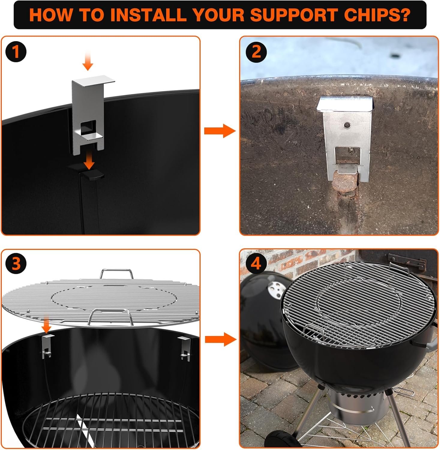 only fire Stainless Steel Multi-Purpose Rotisserie and Pizza Combo Kit for Weber 18" and Other Similar Kettle Grills - Include Pizza Peel and Pizza Stone - Image 4