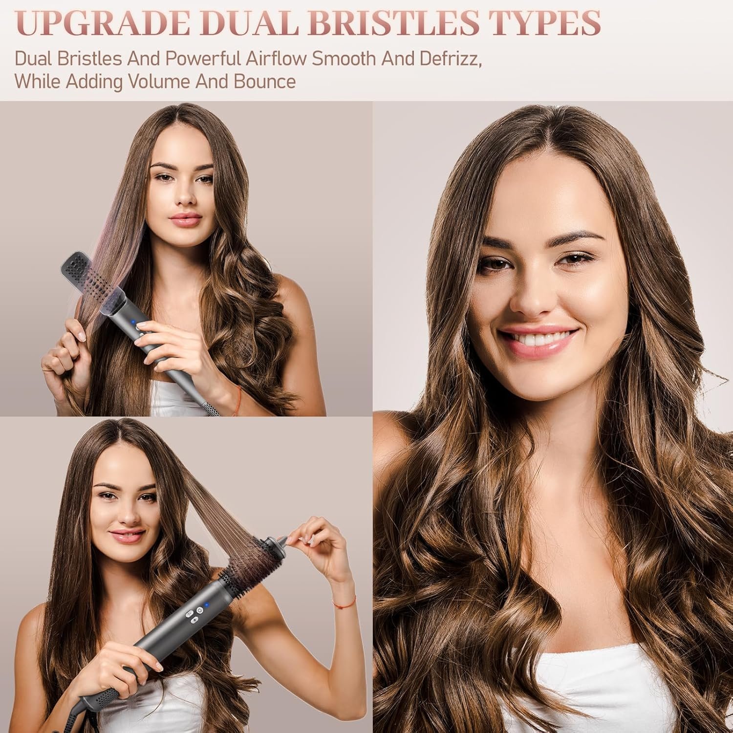 6 in 1 Air Styling & Drying System, Powerful High Speed Hair Dryer Brush & Multi-Styler with Auto Wrap Curlers,Hair Straightener Brush,Round Volumizing Brush,Soft Smoothing Brush - Image 4