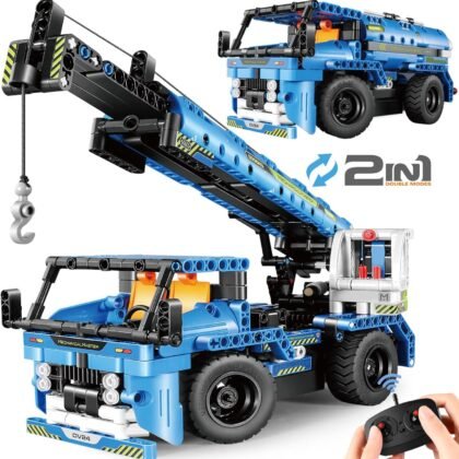 STEM RC Truck Building Toys, 2-in-1 Technic Vehicle Building Kits for Boys Age 8-12, Construction Erector Set Crane Truck Build Model for Boys Girls Age 6 7 8 9 10 11 12 13 14+