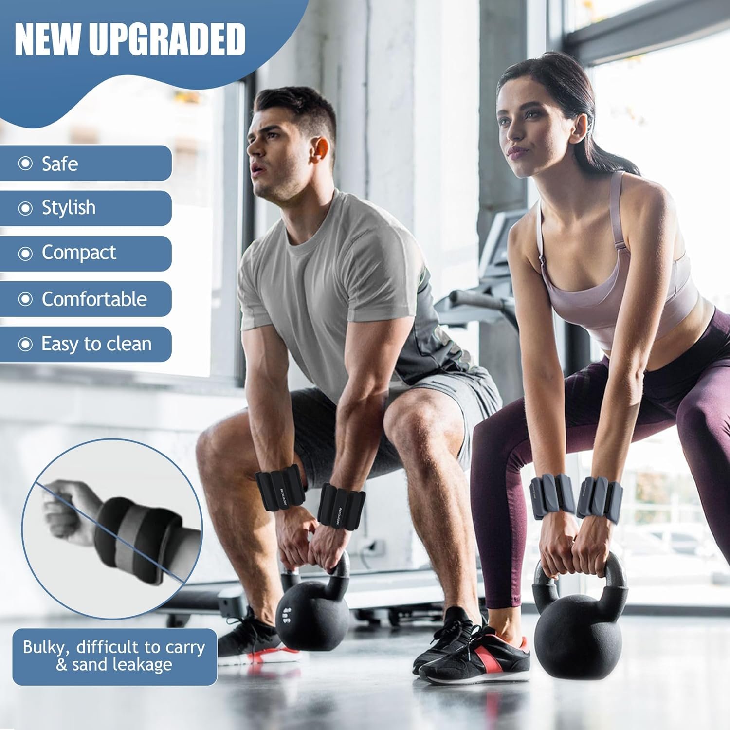 Ankle Weights Set of 2 (1 lb/2 lb Each) for Women Men Adjustable Wrist Bracelet for Home Gym Weighted Bangles Wristbands Leg Arm Weights for Walking Swimming Running Pilates Yoga Gym - Image 3