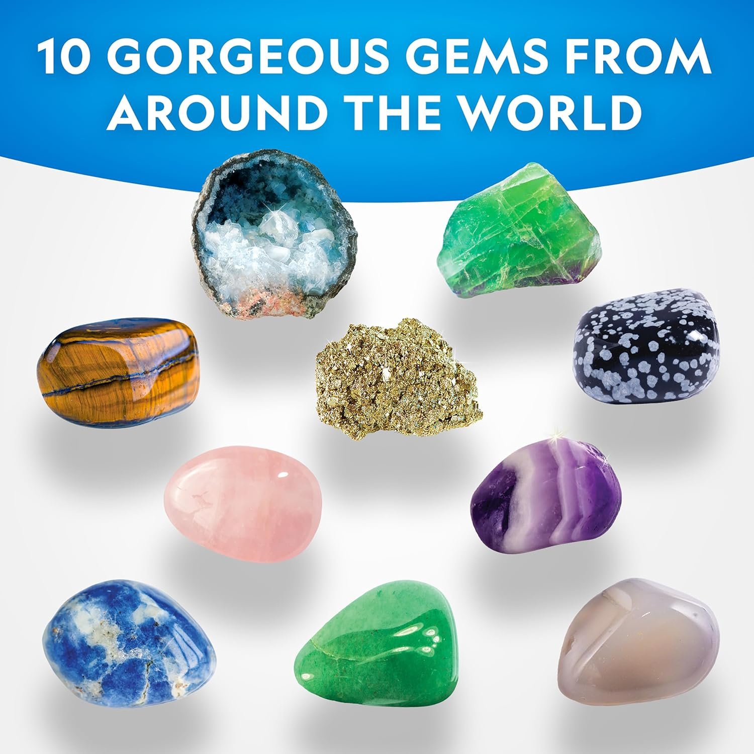 National Geographic Gemstone Dig Kit – Dig Up 10 Real Gemstones and Crystals, Science Kit for Kids, Gem Digging Kit, Gift for Girls and Boys, Mining Kit, Rock Collection - Image 3