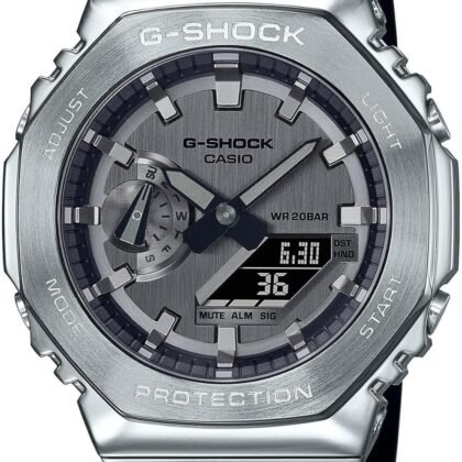 G-Shock Casio Metal Covered Octagonal Black Resin Band Watch GM2100-1A