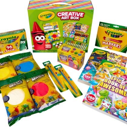 Crayola Art Set for Kids (125pcs), Art Supplies Kit with Giant Coloring Books, Washable Paints, Markers & Storage Box, Holiday & Christmas Gift for Kids, Ages 5+ [Amazon Exclusive]