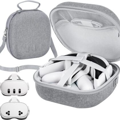 Hard Carrying Case Compatible with Meta Quest 3S/Quest 3 Official Original/Elite Strap VR Gaming Headset, Portable Travel Vision Pro Case for Touch Controllers Accessories