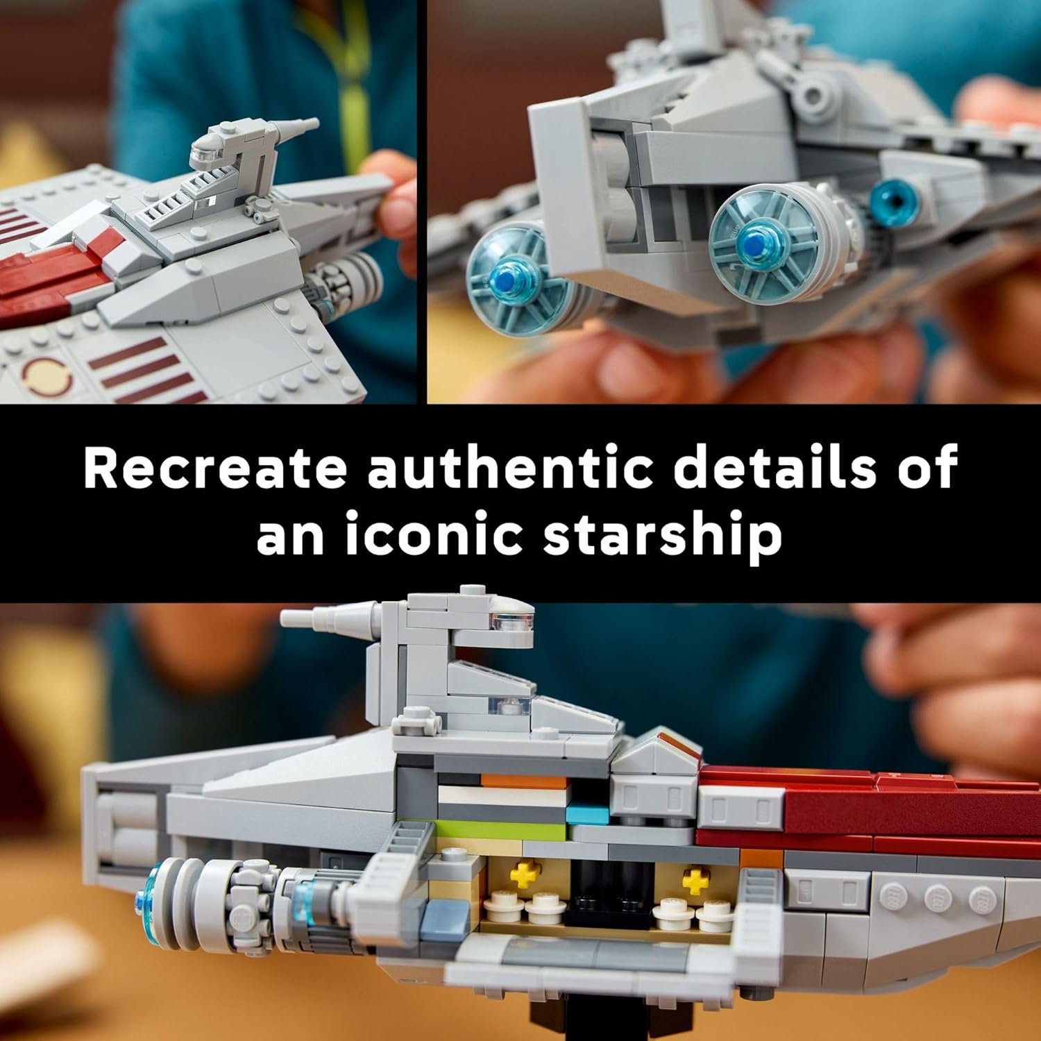 LEGO Star Wars Acclamator-Class Assault Ship Building Set for Adults - Star Wars Collectibles Set with Display Stand - Building Kit with 450 Pieces - 75404 - Image 4