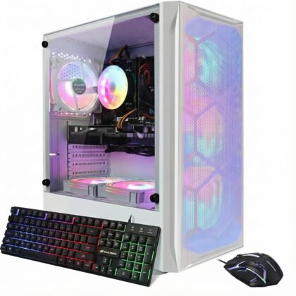 STGAubron Gaming PC Computer Desktop, GeForce GTX 1660 Ti 6G, Intel Core I7 up to 3.9 GHz, 16G RAM, 512G SSD, WiFi, BT 5.0, RGB Fan x 6, Windows 11 Home, White