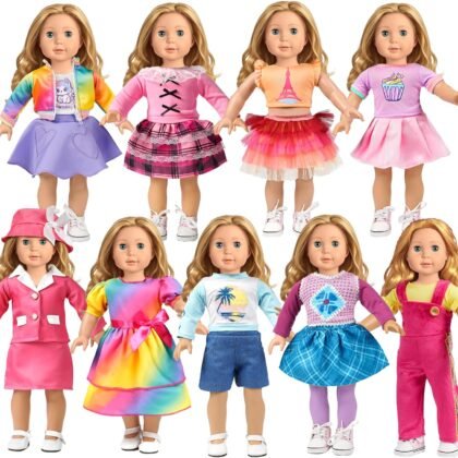 9 Sets American 18 Inch Doll Clothes and Accessories - Outfits Sets - Princess Fashion Bundle for Girl(No Doll)