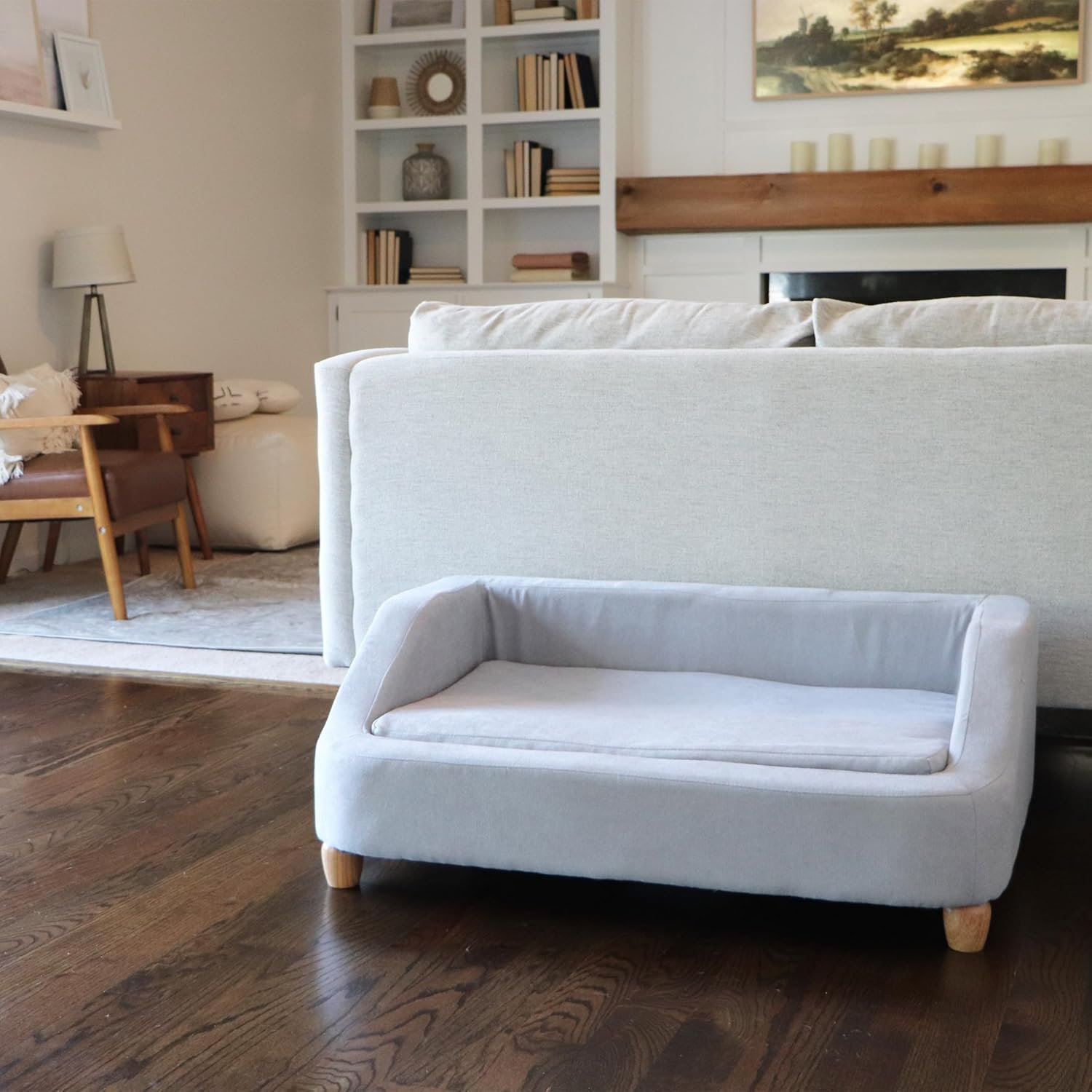 Critter Sitters 36-In. Microfiber Gray Rectangular Dog Sofa for Medium-Sized Dogs, Stylish and Modern Elevated Dog Bed, Durable and Easy to Clean Dog Sofa Bed, Cushioned Dog Sofas & Chairs - Image 2