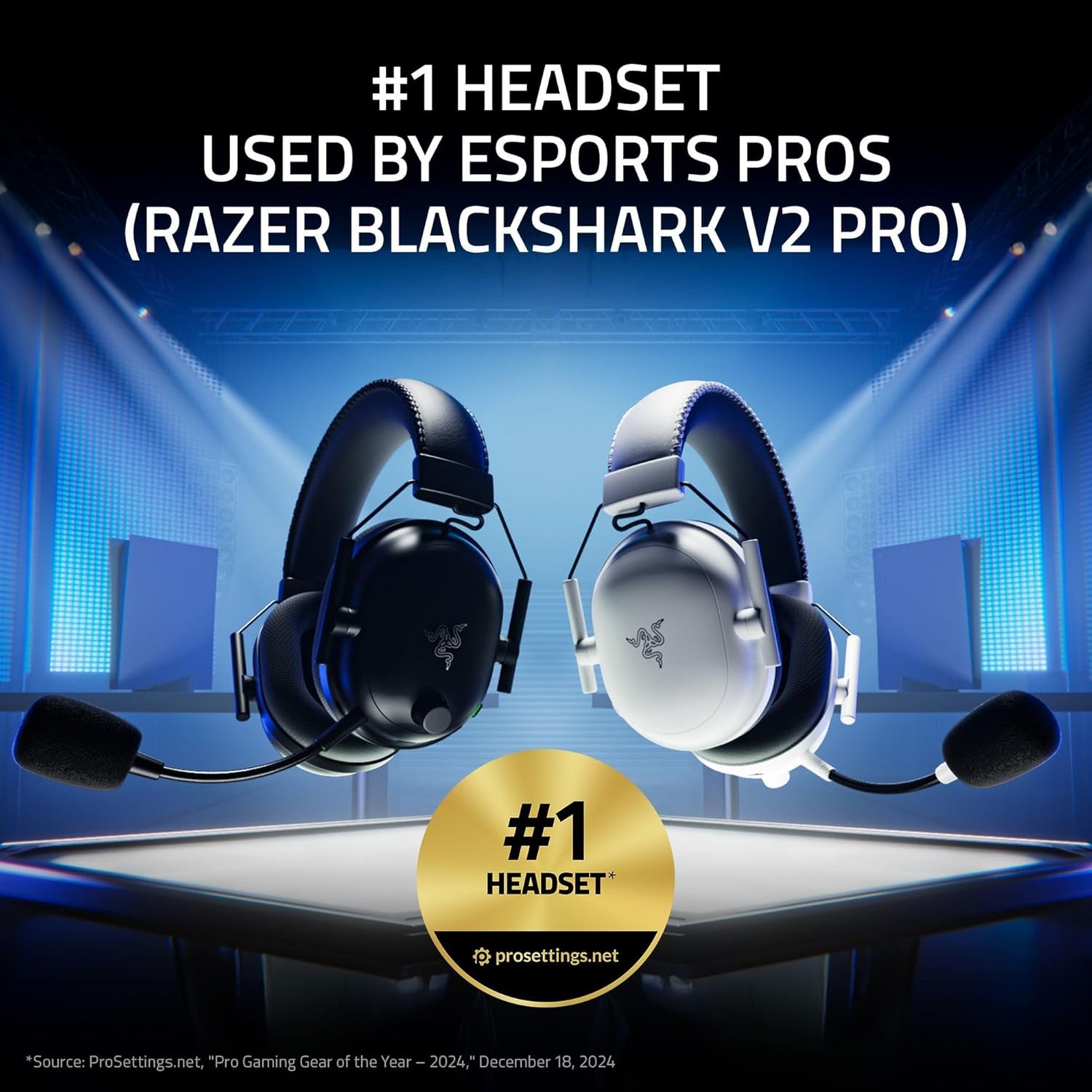 Razer BlackShark V2 Pro Wireless PlayStation Gaming Headset: 50mm Drivers - Super Wideband Mic - Noise Isolating Earcups - For PS5, Nintendo Switch 2, PC, Mac - Bluetooth, USB-C - 70hr Battery – Black - Image 2