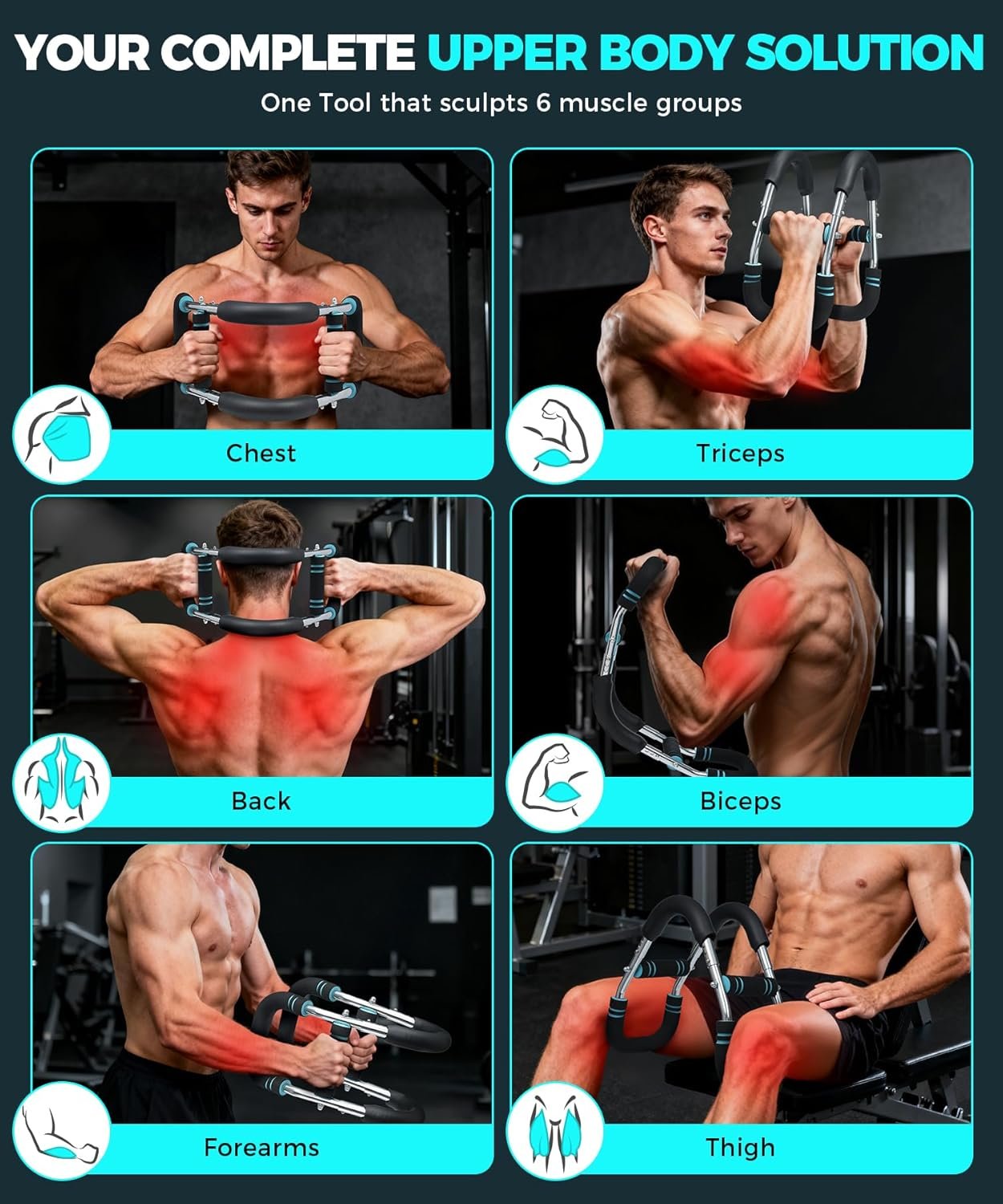 BAGAIL Twister Arm Trainer, 5 or 9 Level Resistance (30-140 lbs) for Chest & Arm Workout, All-in-One Home Gym Strength Training Equipment with Ergonomic Grips & Carry Bag for Men and Women - Image 4