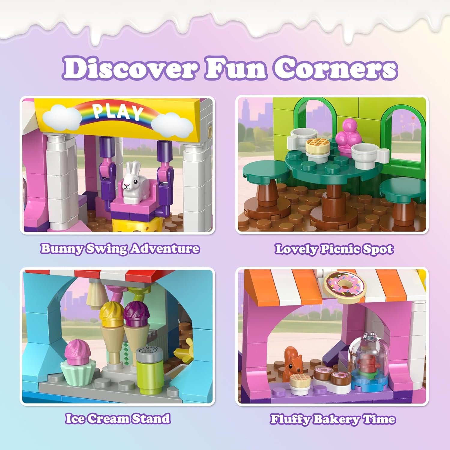 HOGOKIDS 3 Modes Girls Park Building Set - Friendship City Park Building Blocks Toy Set, Friends DIY Building Toys with Ferris Wheel, Spinning Carousel, Slide | Gifts for Girls Boys Age 8 9 10 11 12+ - Image 5