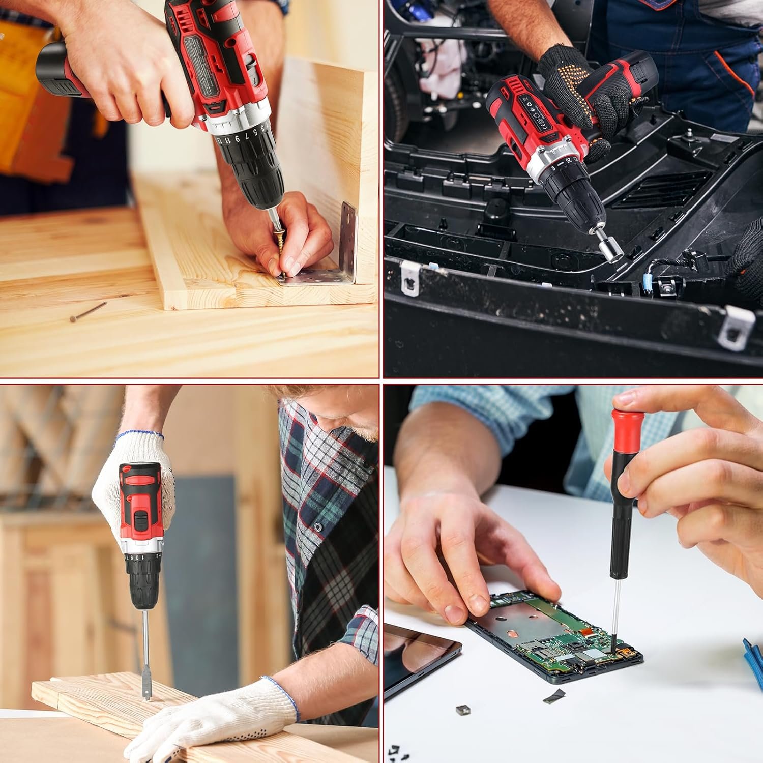 TLGREEN Complete Home Tool Kit with 12V Cordless Drill & Magnetic Bits | 138Pcs All-in-One Set for DIY, Repairs & Assembly | Durable Case & Fast Charging | Ideal for New Homeowners | Red - Image 7