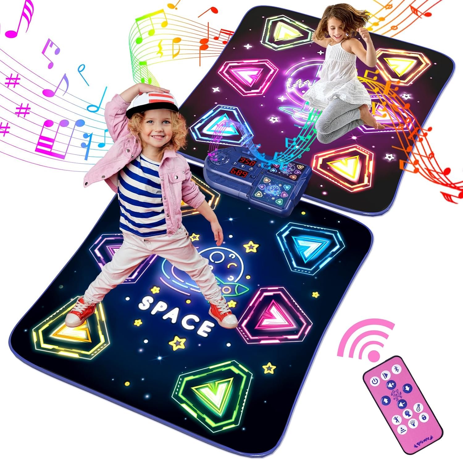 Dance Mat Toys for 3-12 Year Old Girls Boy, 2 Players Dance Mat with Light-up 12 Buttons & 5 Games Mode,Kids Dance Game Toy for Girl, Xmas Birthday Gifts for 3 4 5 6 7 8 9 10+ Year Old Girls Boys