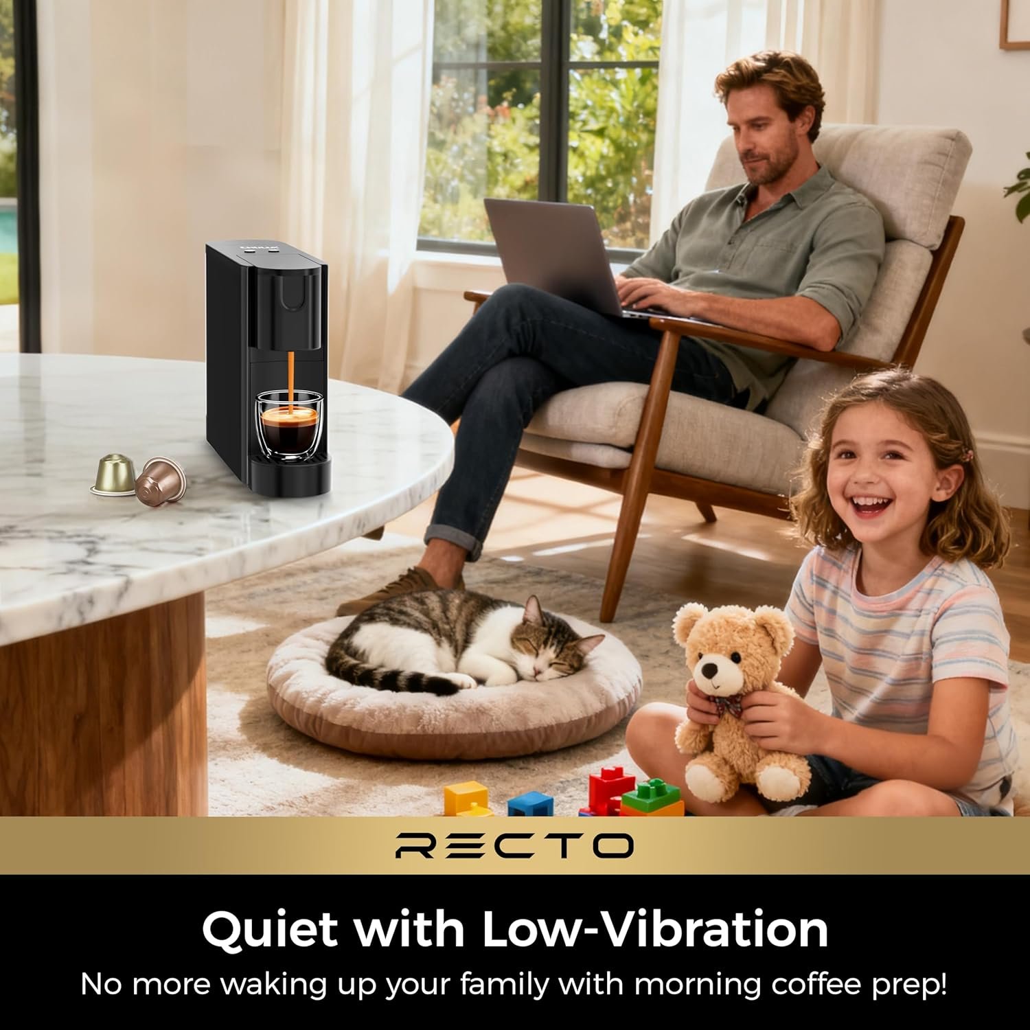 CHULUX RectoCafé Espresso Machine for Nespresso Original Capsule Pod, 20 Bar Professional Italian Pump Coffee Machine, Extra Mini Espresso Maker for Home & Office, Black - Image 5