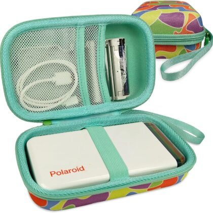 JCHPINE Hard Carrying Case for Polaroid Hi-Print 9046 Bluetooth Connected 2x3 Pocket Photo Printer, Travel Case Storage for Hi-Print and 2x3 Paper Cartridge (Multicolor)