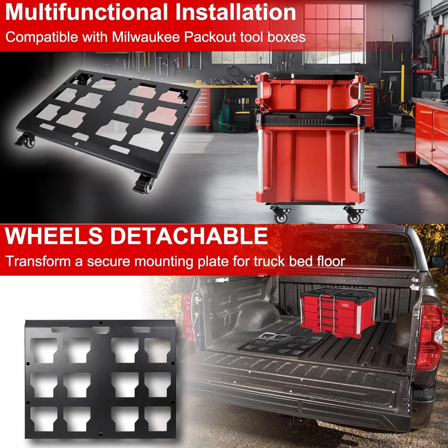 Upgraded Tool Box Dolly Compatible with Milwaukee Packout Carts Milwaukee Packout wheels equipped with locking wheels load capacity up to 200 pounds. - Image 2