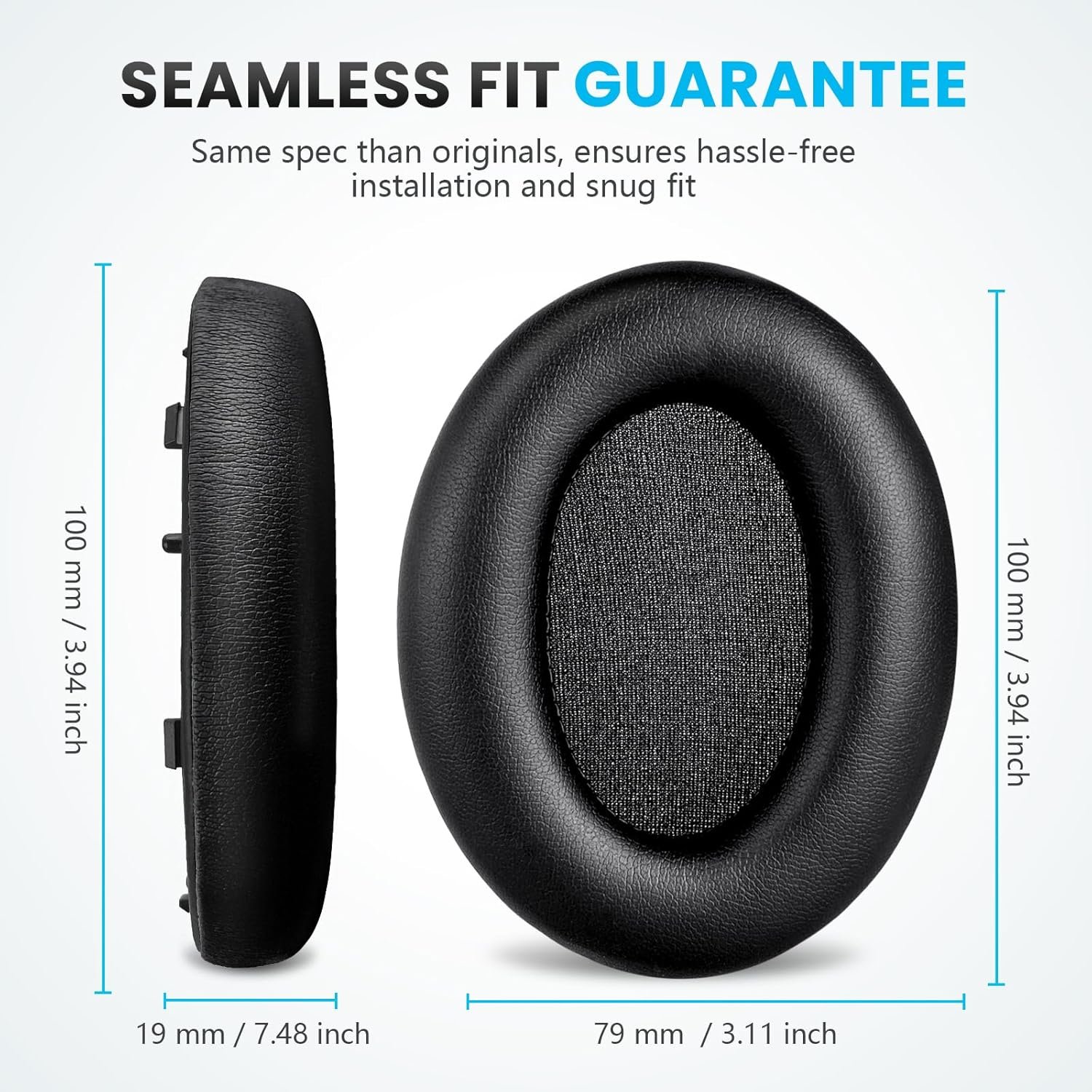 PhantAccy Replacement Ear Pads Cushions for Sony WH-1000XM3 Noise Canceling Headphones, with Soft-Touch Leather, Breathable Noise Isolation Memory Foam, Long-Lasting Comfort, Easy Installation (Black) - Image 8