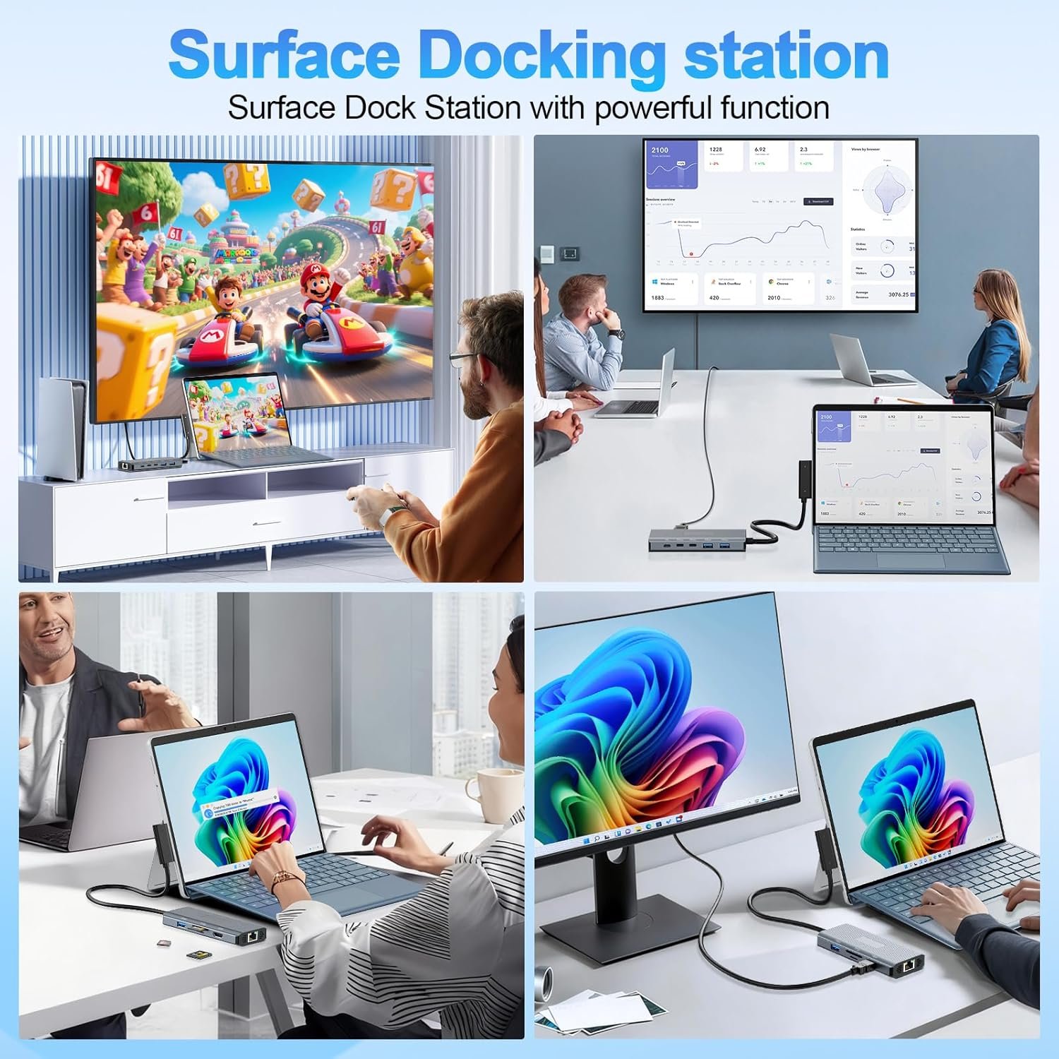 New for Microsoft Surface Docking Station 11-in-1 Surface Dock 2 4K@60HZ HDMI USB C Travel Dock for Microsoft Surface Pro 11/10/9/8/X/7/6/5/4/3,Surface Laptop 6/5/4/3/2/1,Laptop Go 3/2/1,Surface Book - Image 9