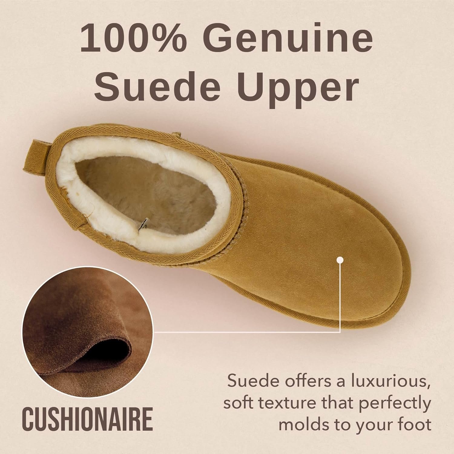 CUSHIONAIRE Hip-3 Genuine Suede Leather Ankle Boots for Women – Pull On Cozy Faux Fur Boots Womens Shoes with Comfortable Memory Foam - Image 7