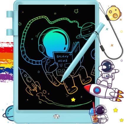 FLUESTON LCD Writing Tablet, 10 Inch Doodle Board Toys Gifts for 3-8 Year Old Girls Boys, Colorful Electronic Drawing Pad for Toddler, Valentines Gifts for Kids Educational Learning Travel Toy - Blue