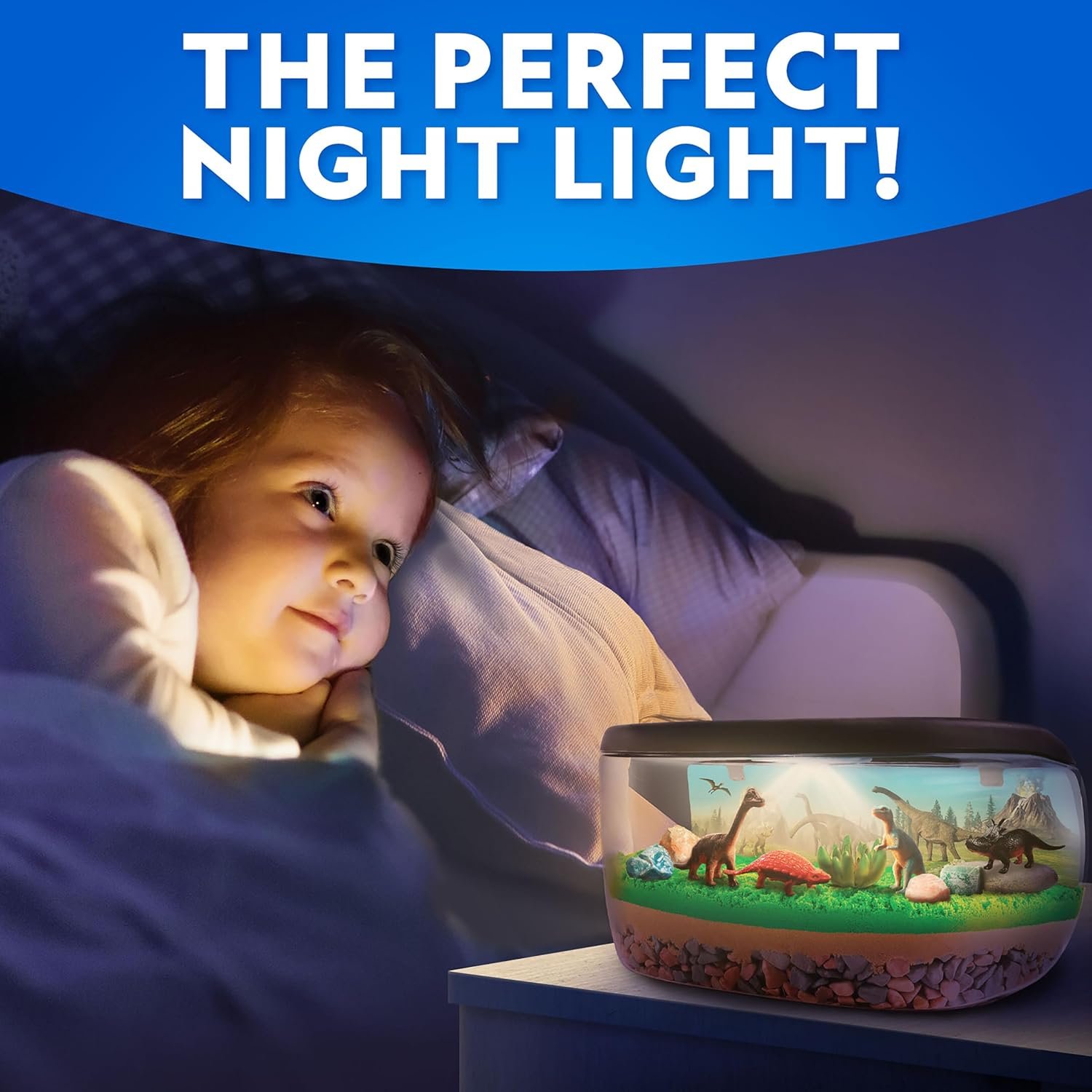 National Geographic Light-Up Dinosaur Terrarium Kit for Kids – Build a Prehistoric Habitat with Play Sand, Real Gemstones & Dino Figures, Science Activity Kit for Boys & Girls - Image 4