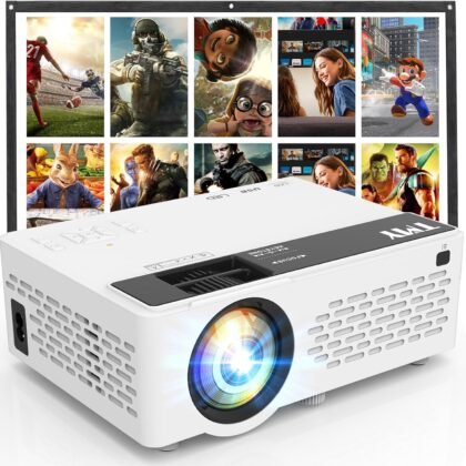 TMY 1080P Full HD Portable Mini Projector, Upgraded Bluetooth Movie Projector with Screen, Compatible with TV Stick Smartphone/HDMI/USB, Indoor & Outdoor Use