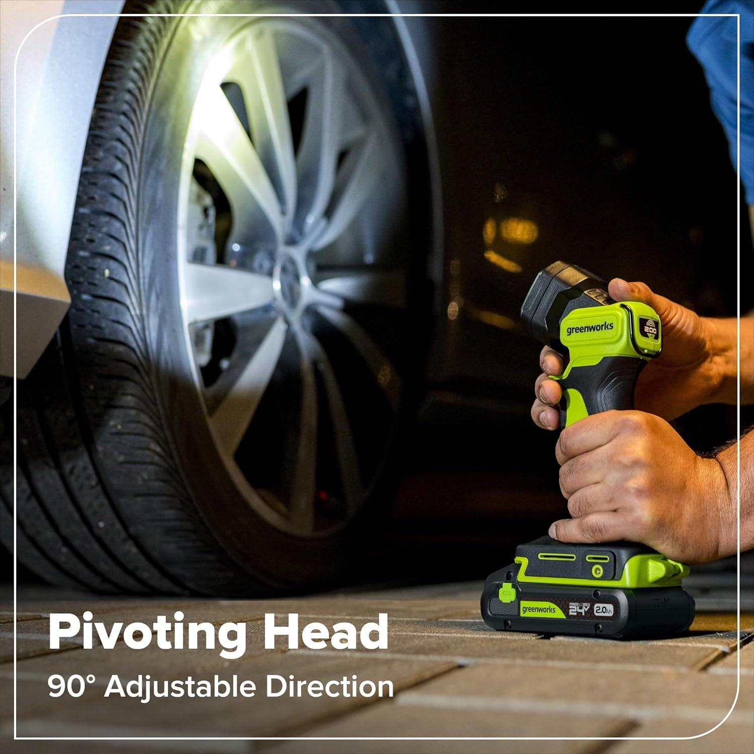 GREENWORKS 24V (4-TOOL) Combo (1/2” Drill + 1/4” Impact Driver + 6.5” Circular Saw + 200Lm Flashlight), 4.0Ah + 2.0Ah Batteries (24,000mAh Power Bank), (2) Braided Cables, 65W Rapid Charger - Image 21