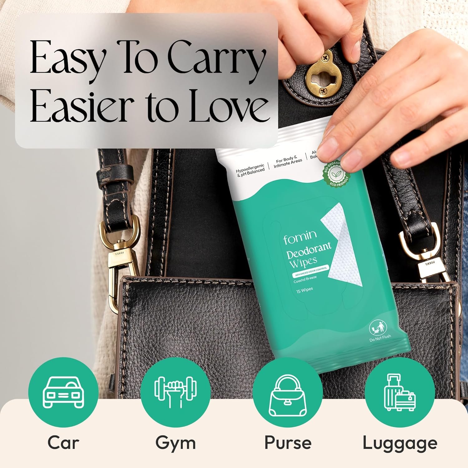 FOMIN Acidified Deodorant Wipes For Women - 45 Count - Variety Pack – Hypoallergenic, pH Balanced Whole Body Wipes - Plastic-Free, Exfoliating & Advanced Odor Control Underarm Body Wipe - Image 4