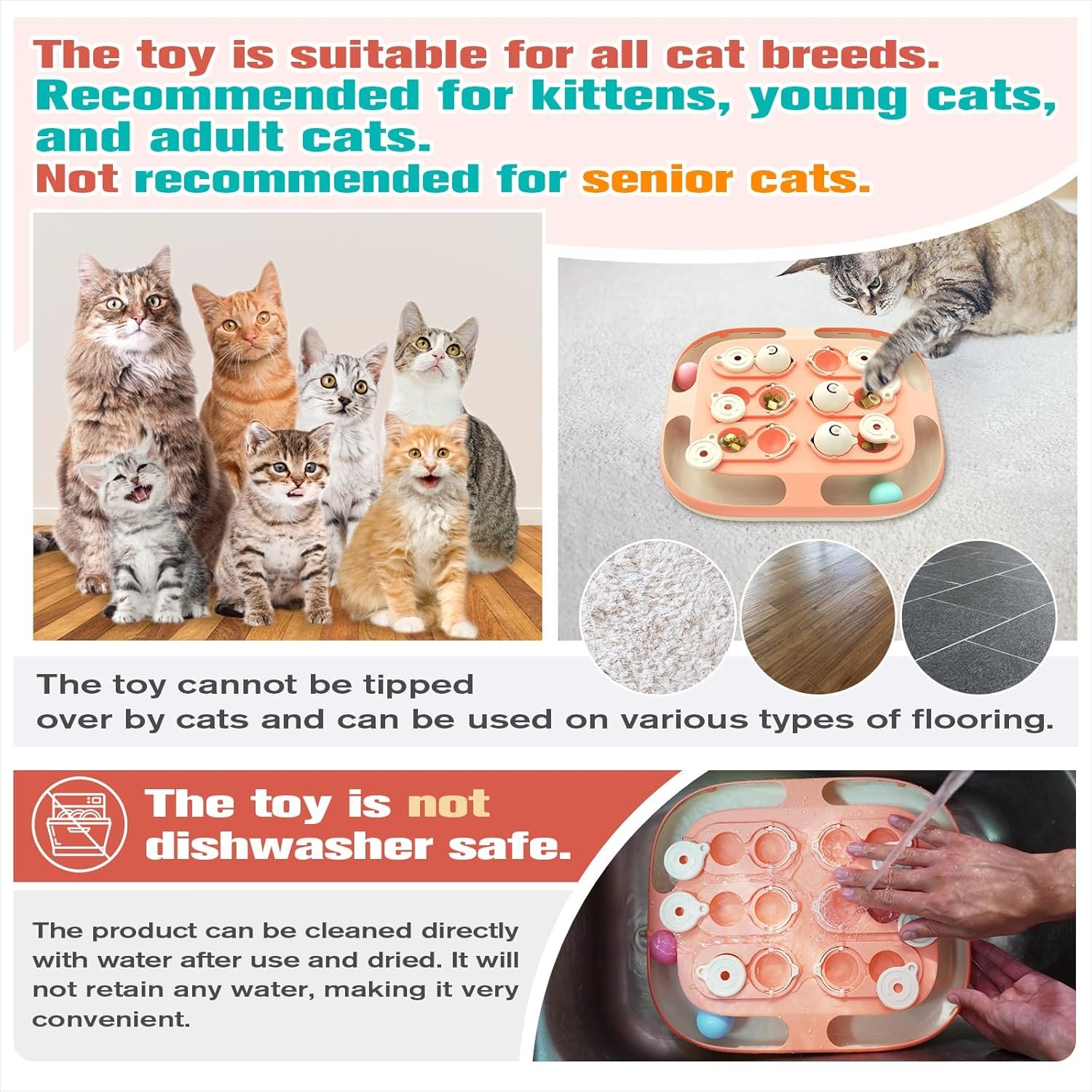 KADTC 2 Ways to Play Large Size Cat Treat Puzzle Toy U.S. Brand & Design Tracking Balls for Indoor Cats Puzzles Feeder Kitten Stimulating Enrichment Slow Feeding Toys Interactive Brain-Teasing Game - Image 6