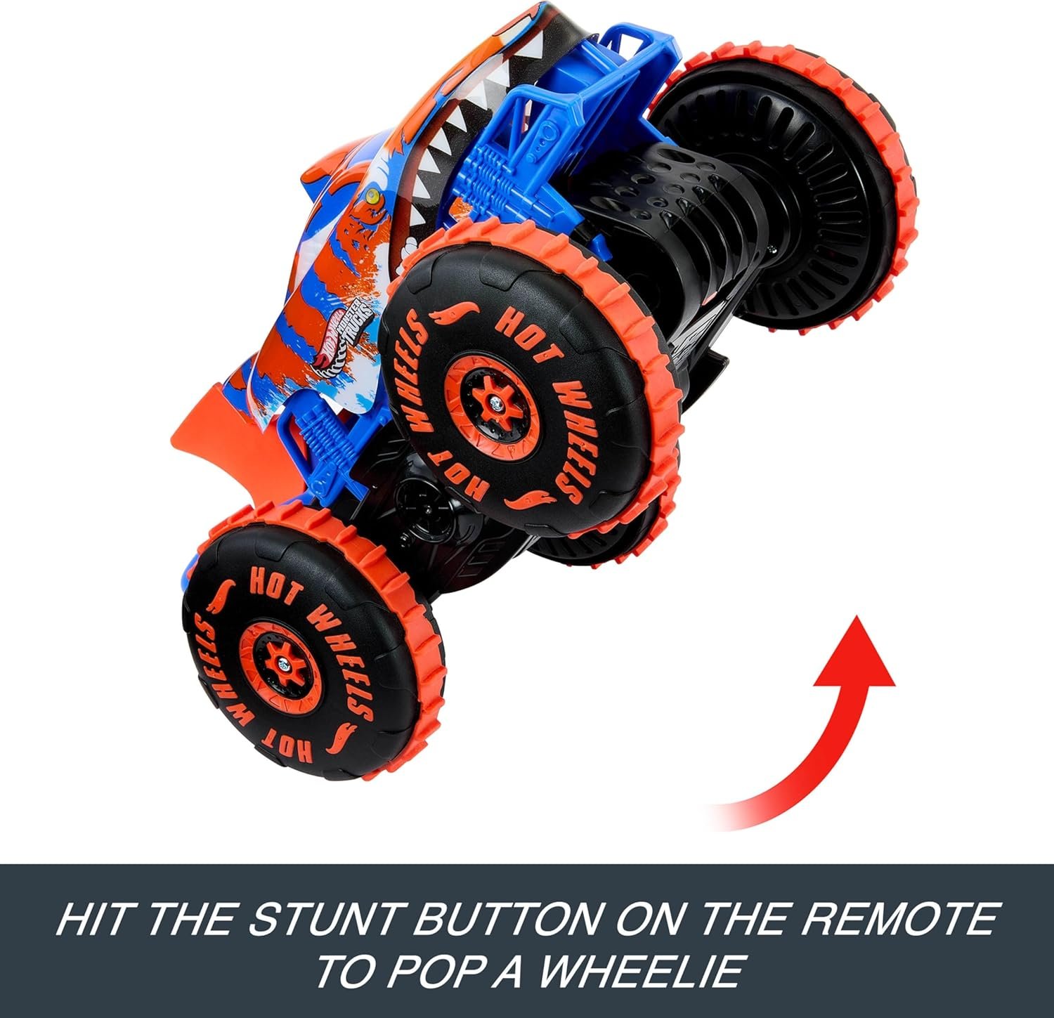 Hot Wheels Monster Trucks Remote Control Toy Vehicle, Large-Scale RC Tiger Shark Climber with 3 Modes of Play for Racing, Climbing & Stunting - Image 3